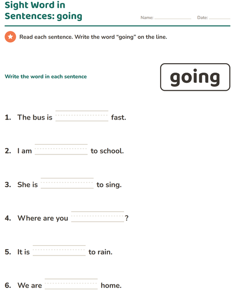 Preview of Sight Words worksheet for kindergarten