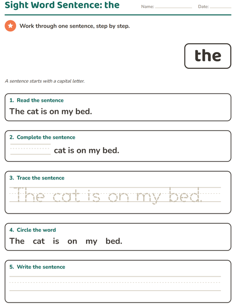 Preview of Sight Words worksheet for kindergarten