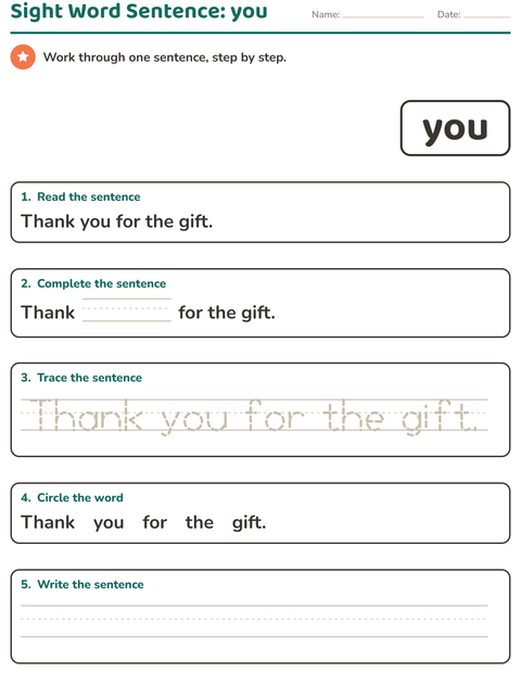 Preview of Sight Words worksheet for kindergarten