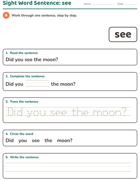 Preview of Sight Words worksheet for kindergarten