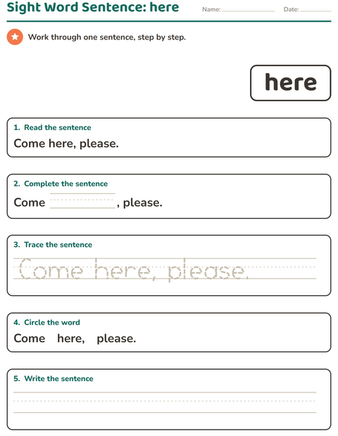 Preview of Sight Words worksheet for kindergarten