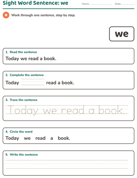 Preview of Sight Words worksheet for kindergarten