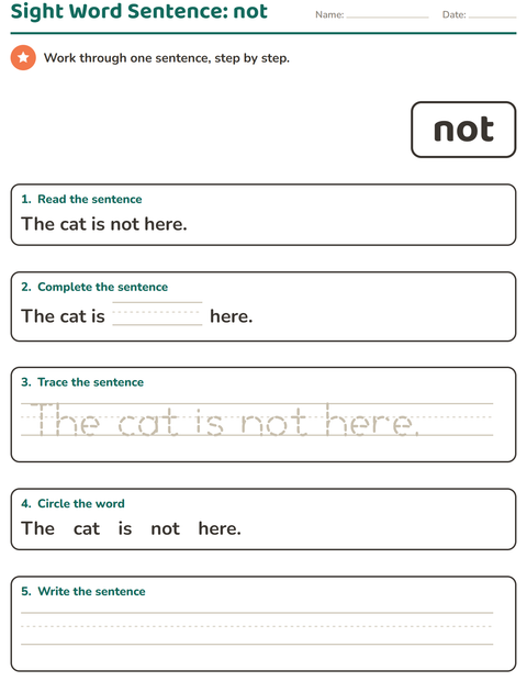 Preview of Sight Words worksheet for kindergarten