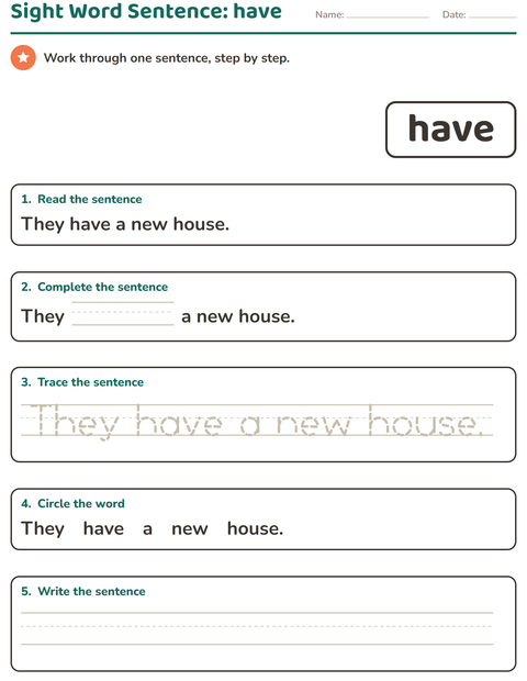 Preview of Sight Words worksheet for kindergarten