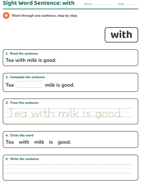 Preview of Sight Words worksheet for kindergarten