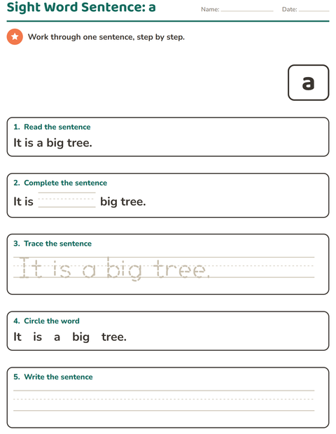 Preview of Sight Words worksheet for kindergarten