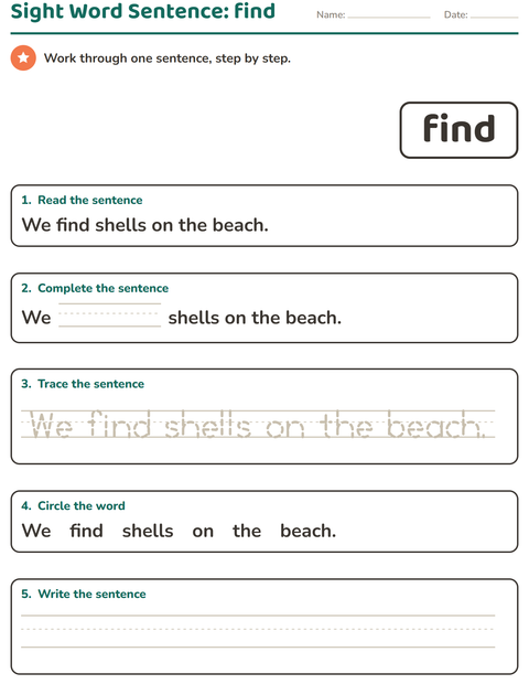 Preview of Sight Words worksheet for kindergarten