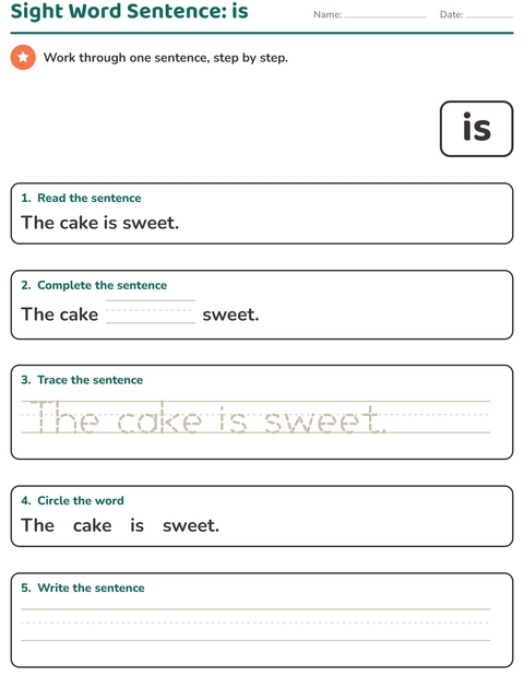 Preview of Sight Words worksheet for kindergarten