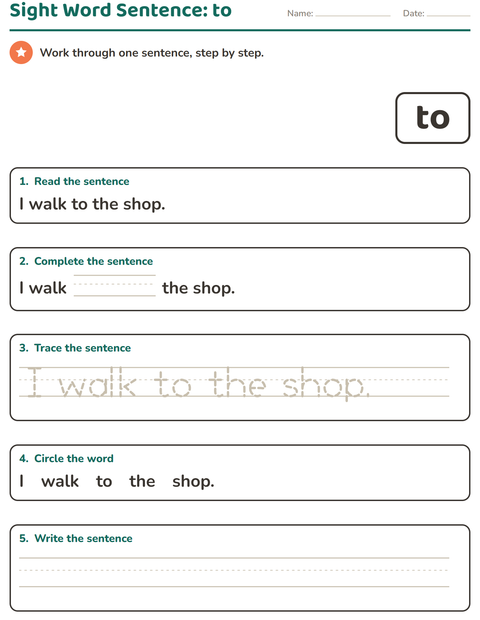 Preview of Sight Words worksheet for kindergarten
