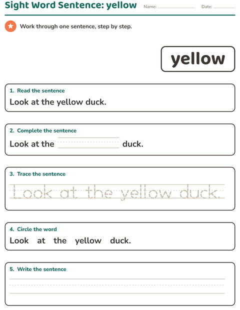 Preview of Sight Words worksheet for kindergarten