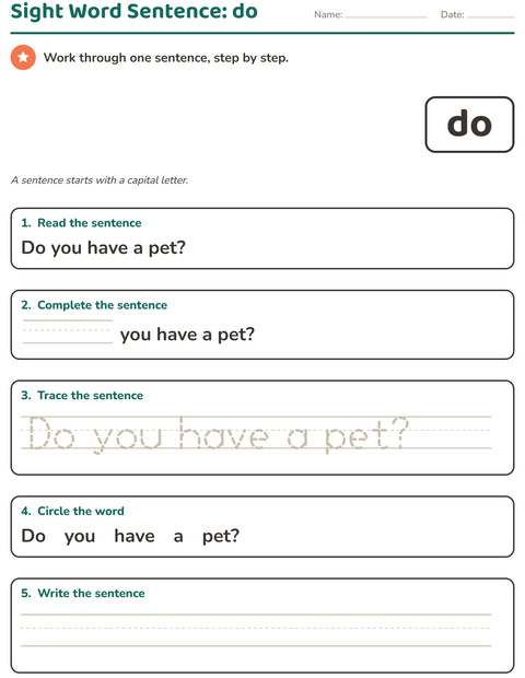 Preview of Sight Words worksheet for kindergarten