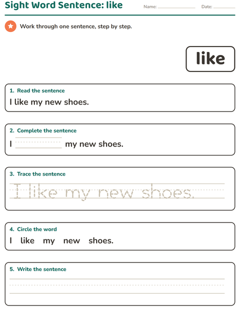 Preview of Sight Words worksheet for kindergarten