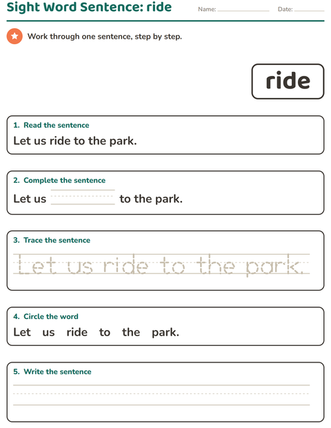 Preview of Sight Words worksheet for kindergarten