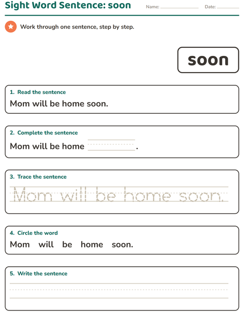 Preview of Sight Words worksheet for kindergarten