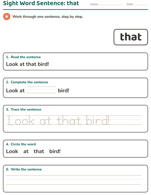 Preview of Sight Words worksheet for kindergarten