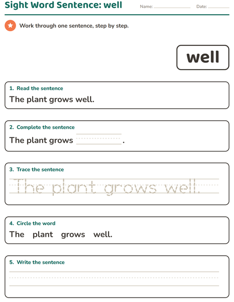 Preview of Sight Words worksheet for kindergarten