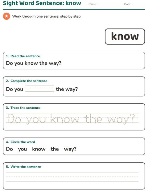 Preview of Sight Words worksheet for kindergarten