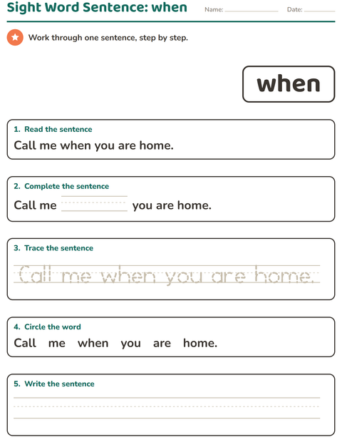 Preview of Sight Words worksheet for kindergarten