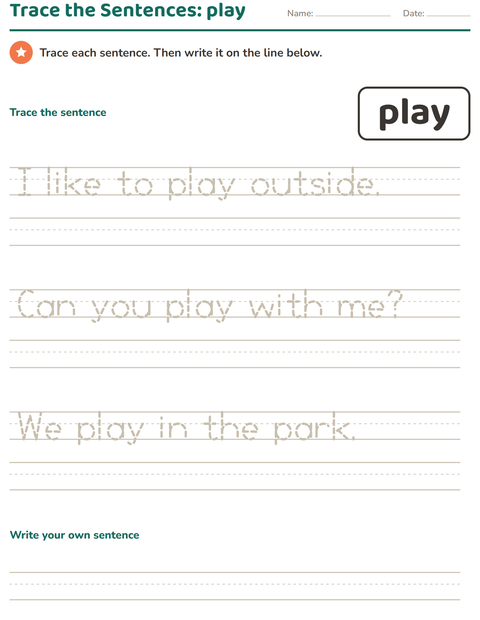 Preview of Sight Words worksheet for kindergarten