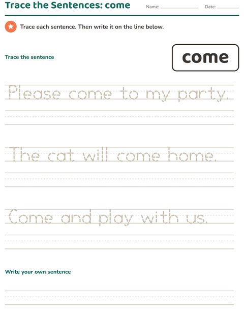 Preview of Sight Words worksheet for kindergarten