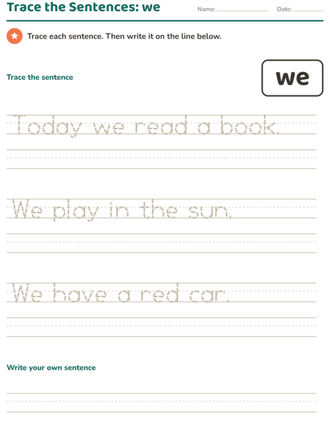 Preview of Sight Words worksheet for kindergarten