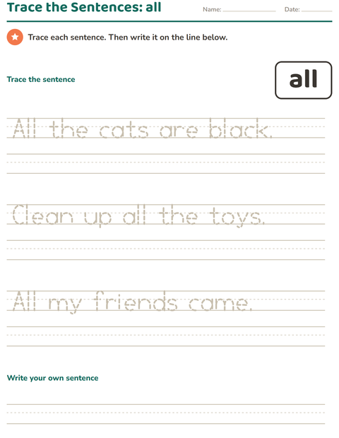 Preview of Sight Words worksheet for kindergarten