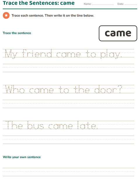 Preview of Sight Words worksheet for kindergarten