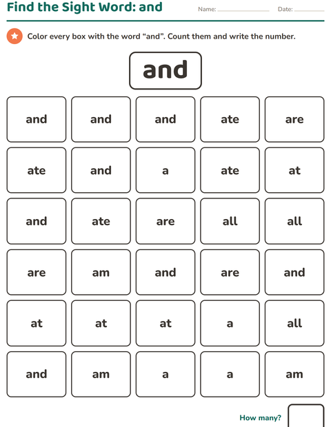 Preview of Sight Words worksheet for kindergarten