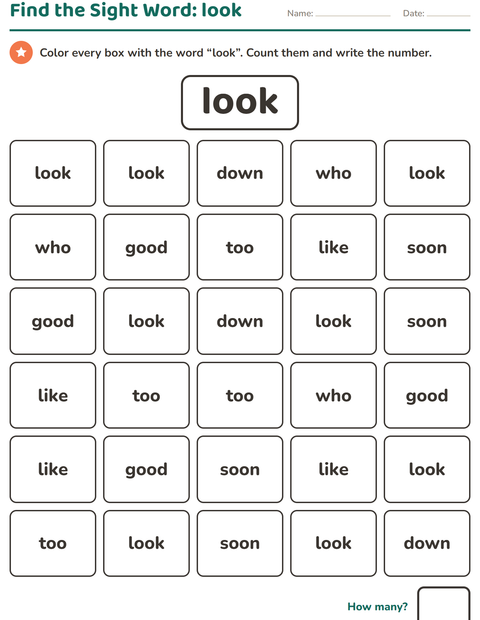 Preview of Sight Words worksheet for kindergarten