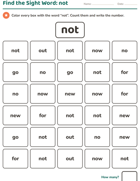Preview of Sight Words worksheet for kindergarten