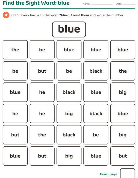 Preview of Sight Words worksheet for kindergarten