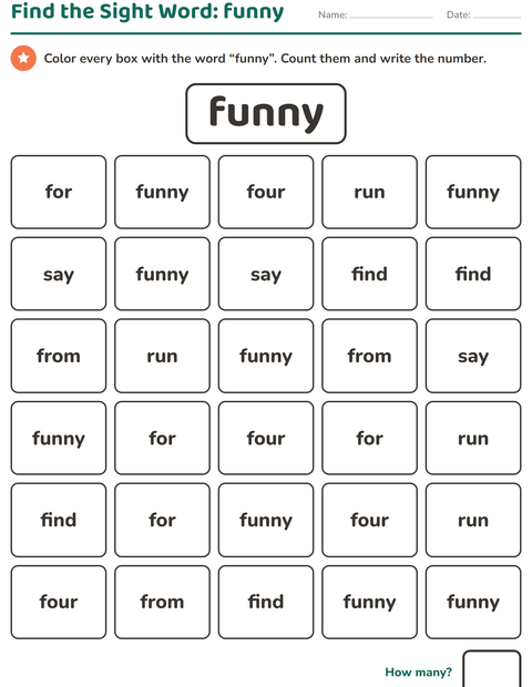Preview of Sight Words worksheet for kindergarten