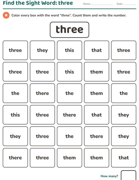 Preview of Sight Words worksheet for kindergarten