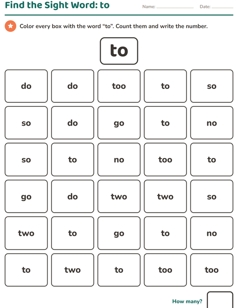 Preview of Sight Words worksheet for kindergarten