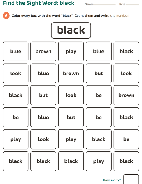 Preview of Sight Words worksheet for kindergarten