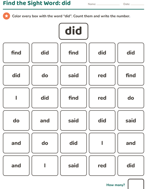 Preview of Sight Words worksheet for kindergarten