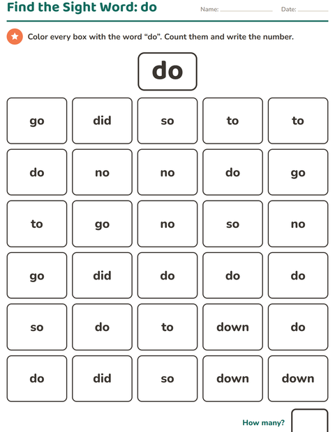 Preview of Sight Words worksheet for kindergarten