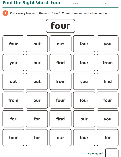 Preview of Sight Words worksheet for kindergarten
