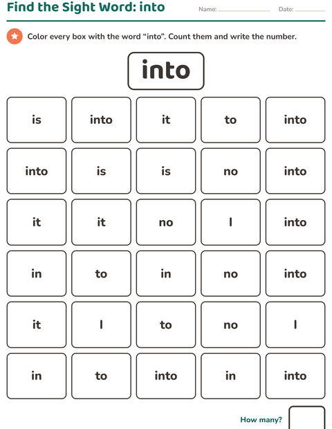 Preview of Sight Words worksheet for kindergarten