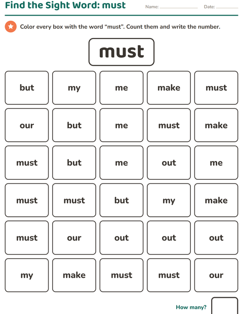 Preview of Sight Words worksheet for kindergarten