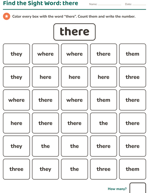Preview of Sight Words worksheet for kindergarten
