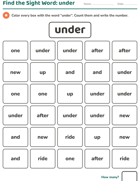 Preview of Sight Words worksheet for kindergarten