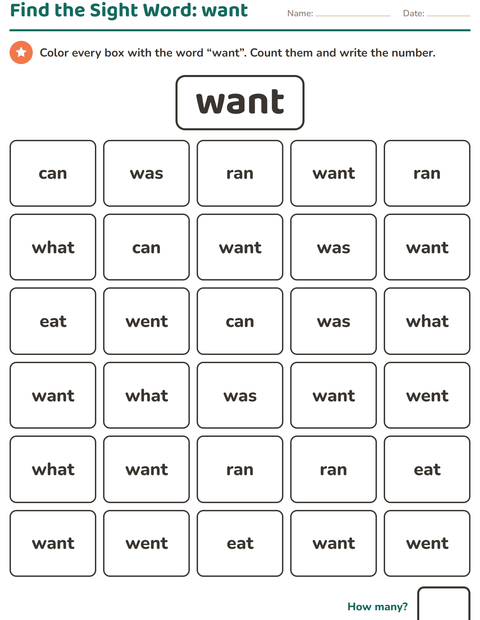 Preview of Sight Words worksheet for kindergarten