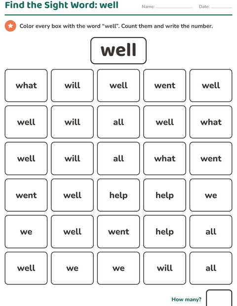 Preview of Sight Words worksheet for kindergarten
