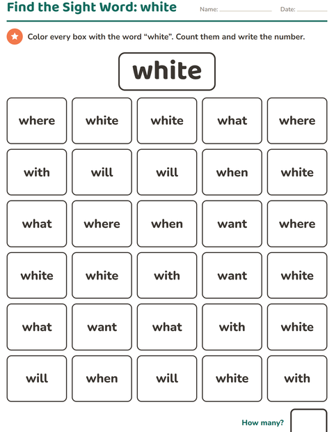 Preview of Sight Words worksheet for kindergarten