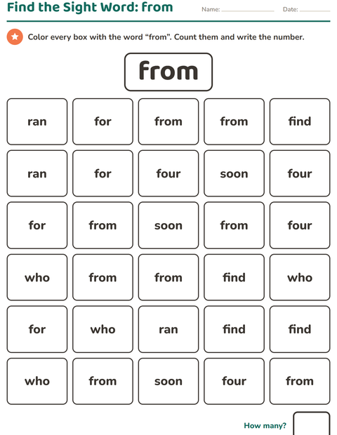 Preview of Sight Words worksheet for kindergarten