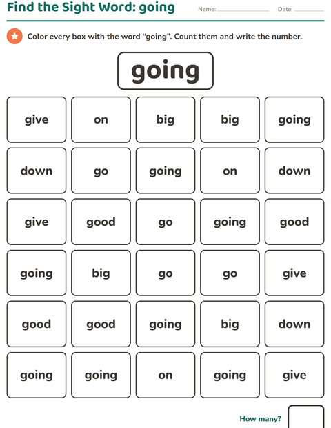 Preview of Sight Words worksheet for kindergarten