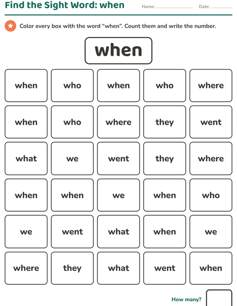 Preview of Sight Words worksheet for kindergarten