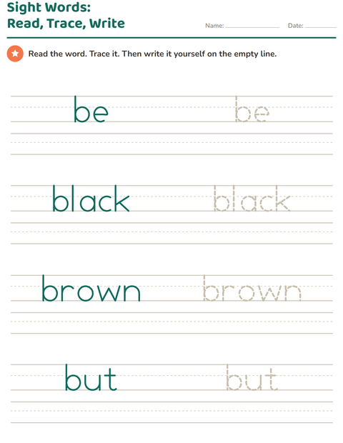 Preview of Sight Words worksheet for kindergarten