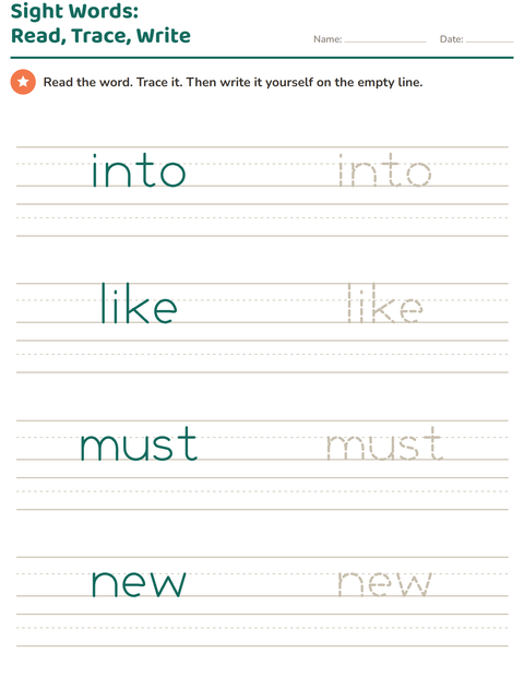 Preview of Sight Words worksheet for kindergarten